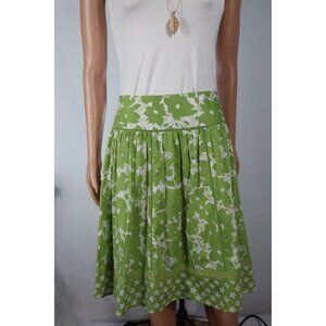 Apt 9‎ Women's Green & White Floral Print Skirt Size 8